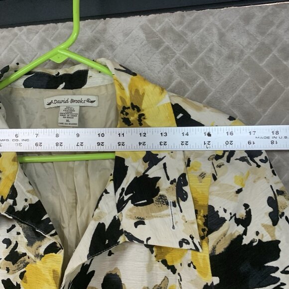 David Brooks Women XL Blazer Silk Floral Artistic Colorful 3/4 Sleeve Open Front - Picture 7 of 16